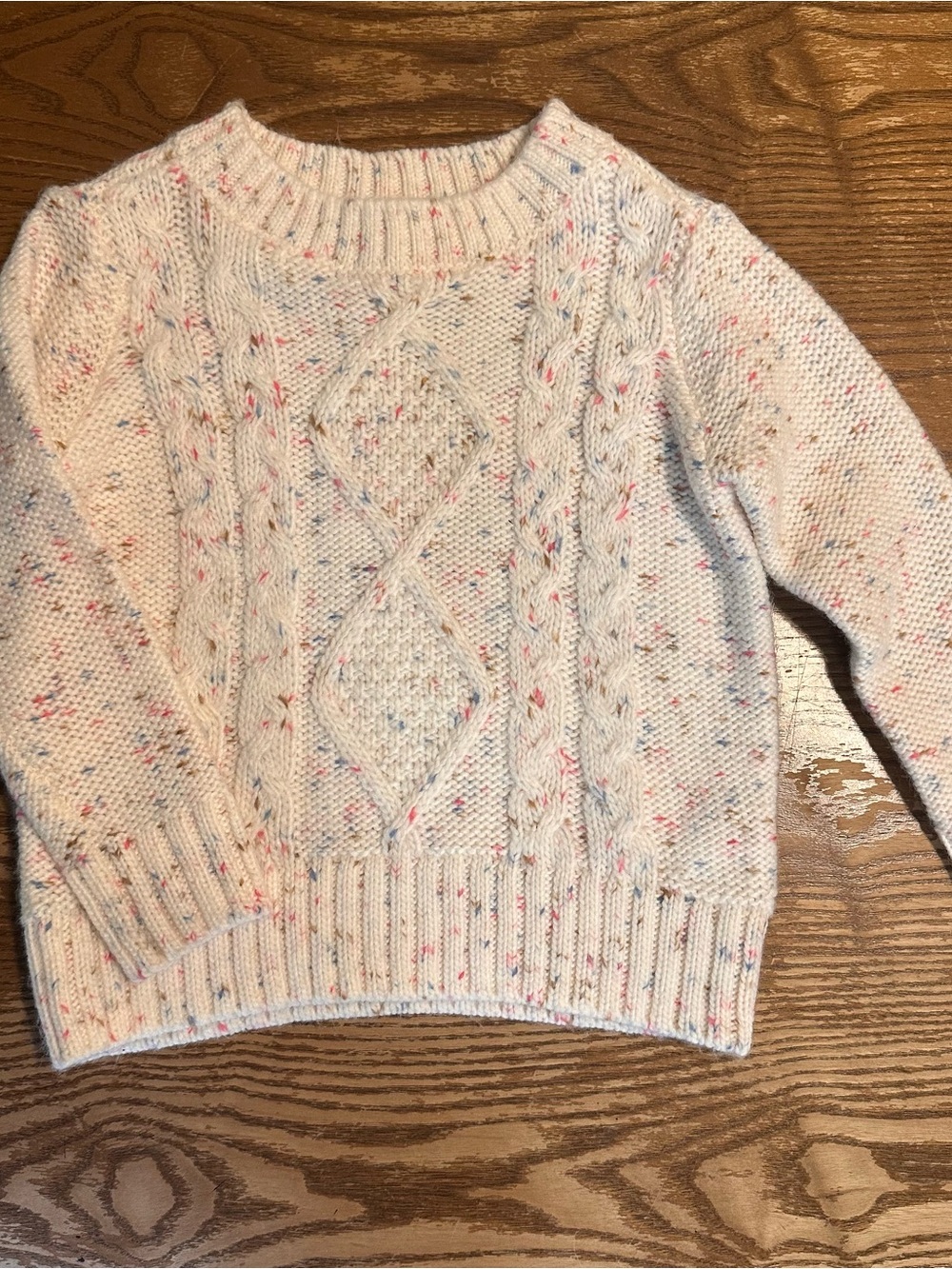OshKosh B’gosh Girls 2T Cable Knit Speckled Sweater Cream Multicolor